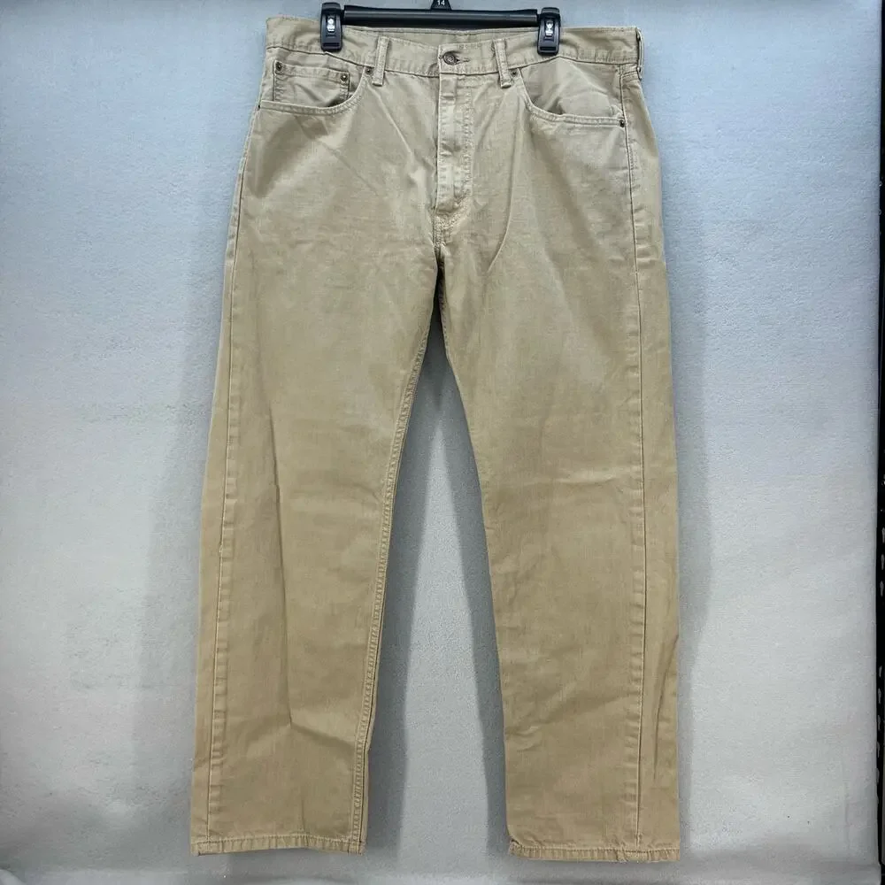 Levi's 505 Jeans Men's Size 38x32 Tan Straight Leg Regular Fit Preppy Casual